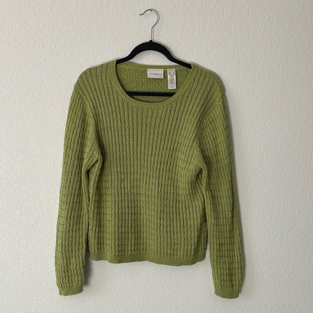Vintage Liz Claiborne Green Crew Neck Sweater